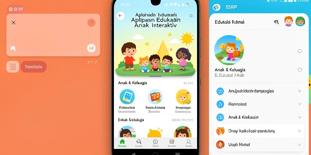 Tampilan antarmuka aplikasai Edukasi Anak yang menarik dan interaktif.
