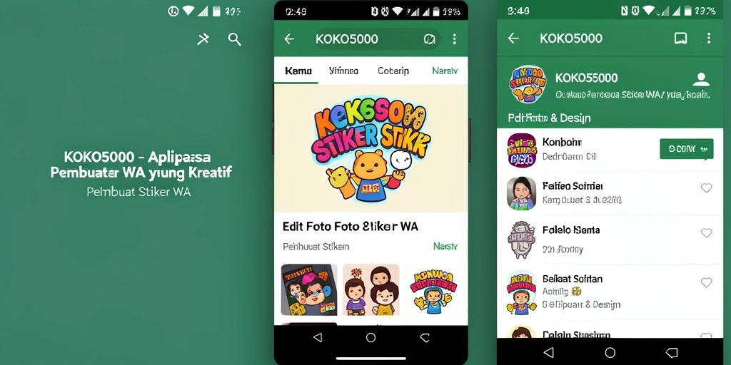 Antarmuka KOKO5000 untuk membuat stiker WhatsApp yang kreatif.