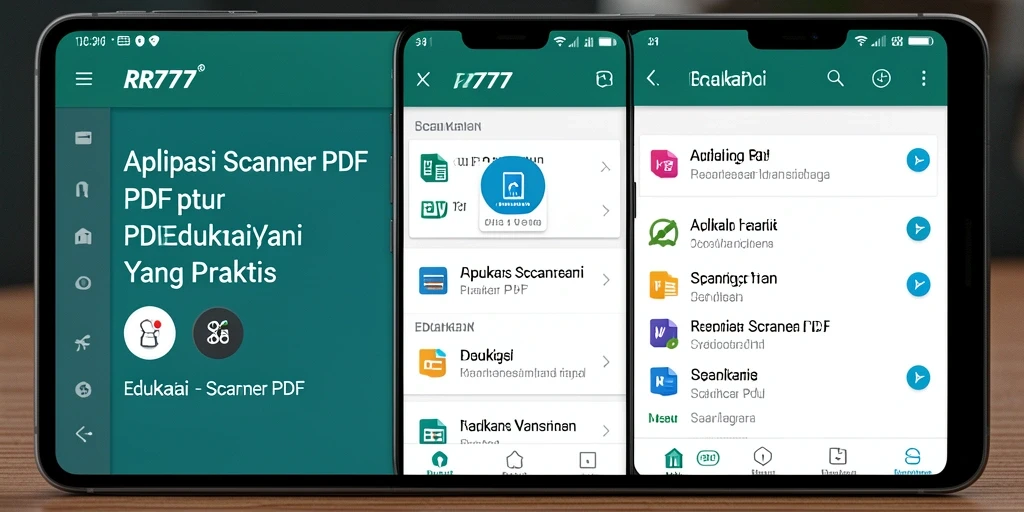 Tampilan antarmuka aplikasi Scanner PDF RR777 yang intuitif dan modern.