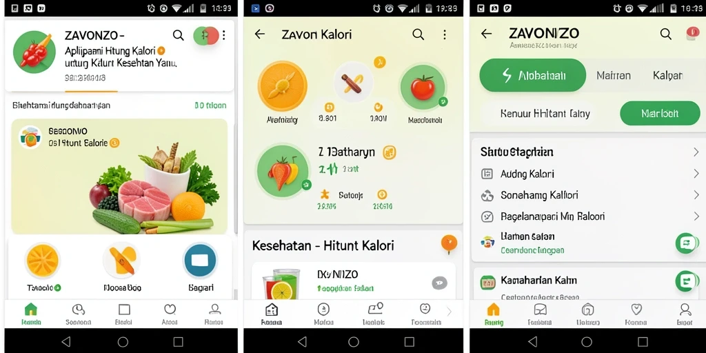 Antarmuka ZAVONZO dengan fitur Hitung Kalori yang intuitif.